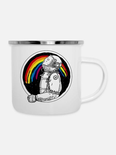 Captain Rainbow - Emaille-Tasse - Weiß