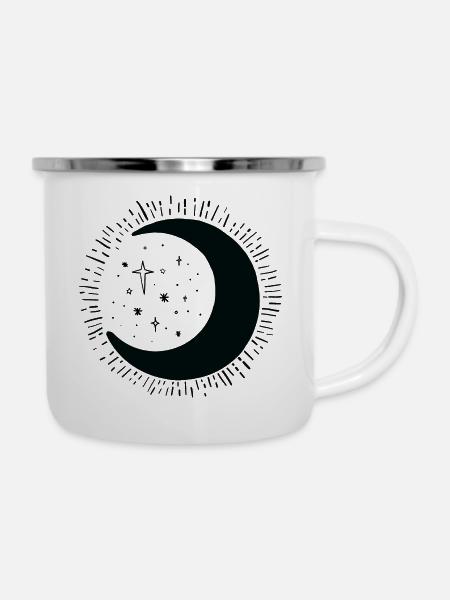 Mond - Emaille-Tasse - Weiß