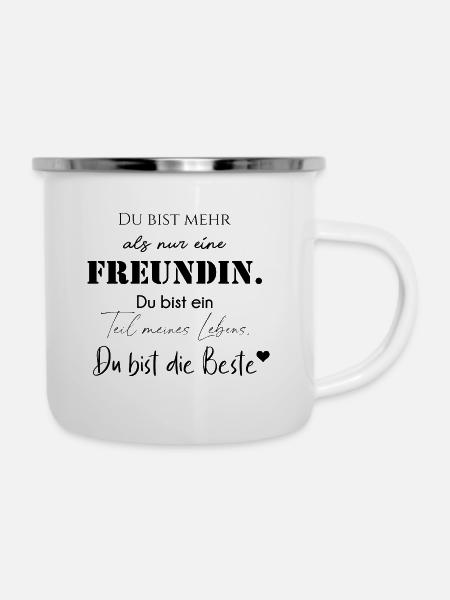 Du bist die Beste - Emaille-Tasse - Weiß