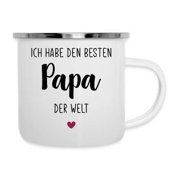 Ich hab den besten Papa der Welt / Vatertag - Emaille-Tasse - Weiß - Rechts