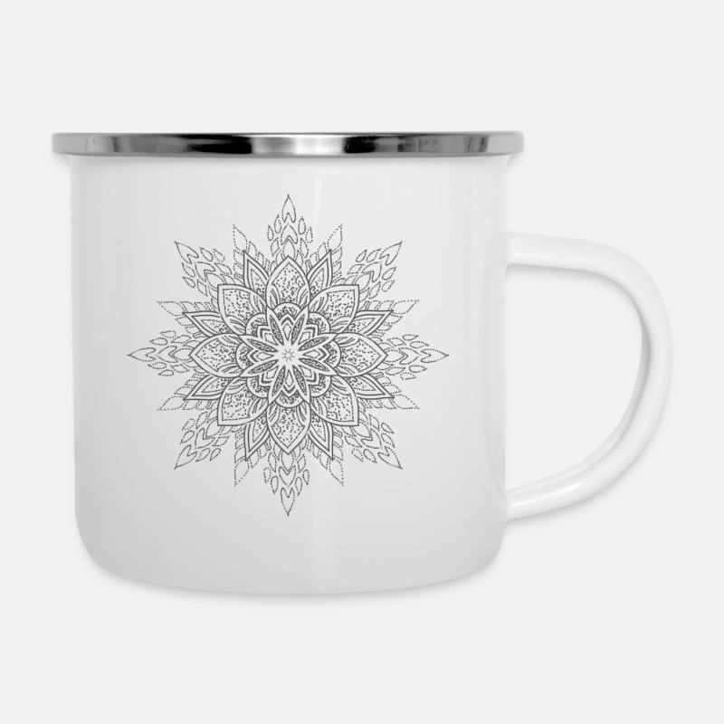 Mandala - Emaille-Tasse - Weiß