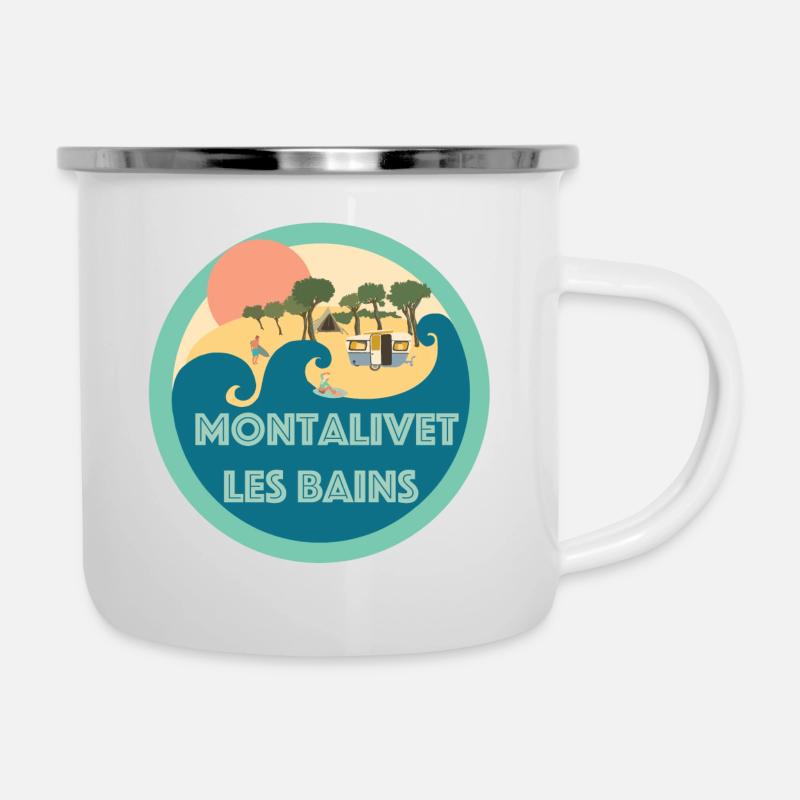 Textile bleu Monta - Tasse émaillée - blanc
