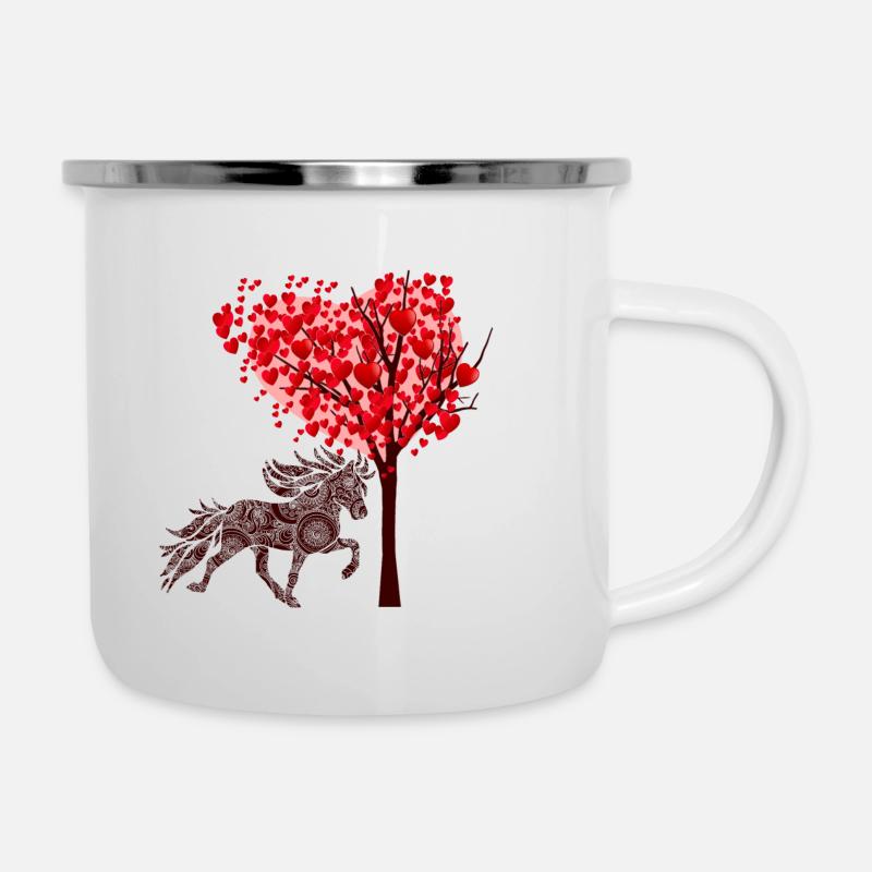 Tölter 3 Herzbaum - Emaille-Tasse - Weiß