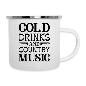 Kalte Getränke und Country-Musik - Emaille-Tasse - Weiß - Rechts