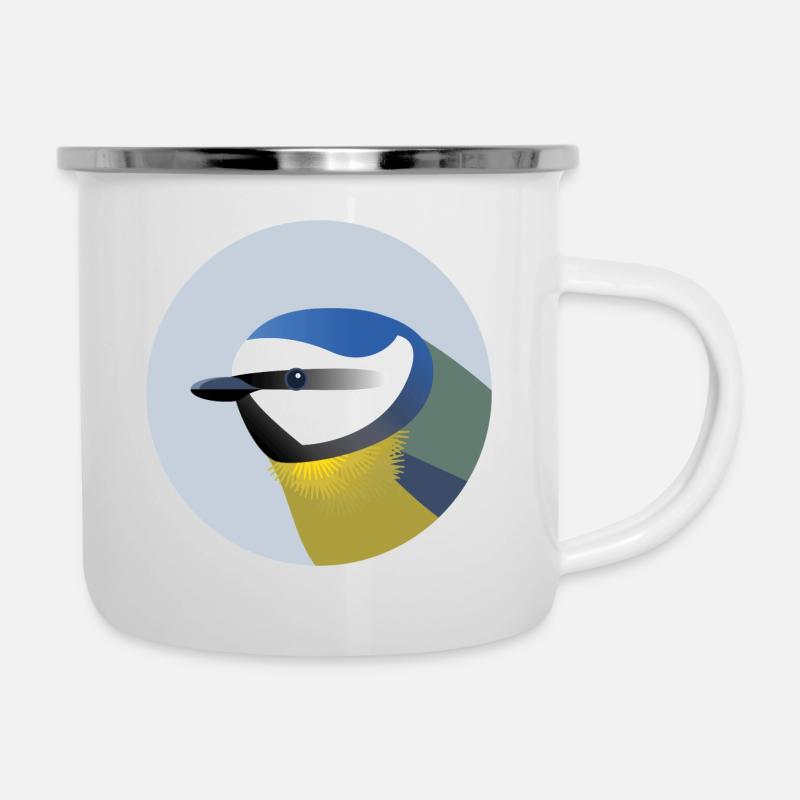 Blue Bird Portrait / Illustration - Camper Mug - white