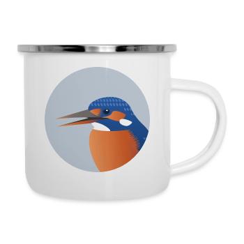 Kingfisher Bird Portrait Print/Illustration - Camper Mug - white - Right