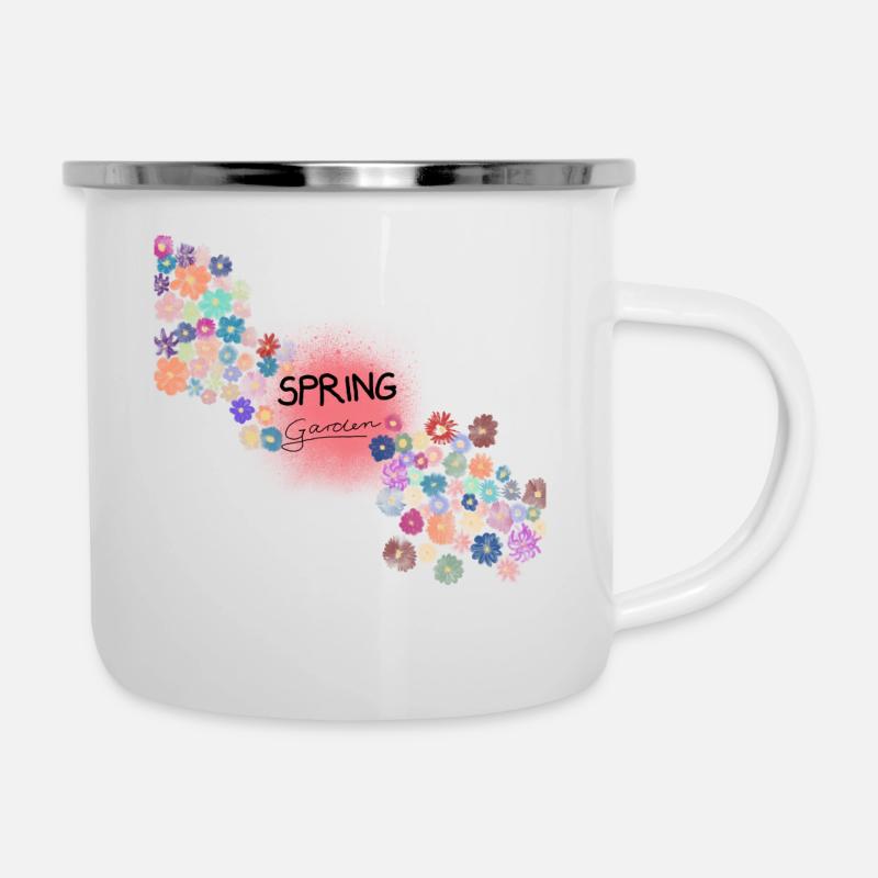 Spring Garden - Emaille-Tasse - Weiß