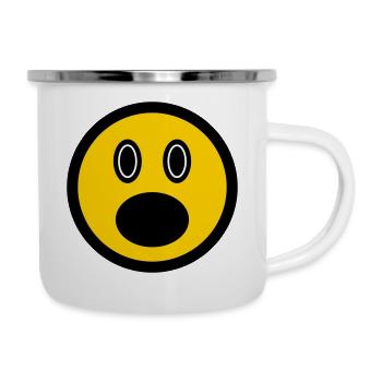 Verblüfftes Emoticon - Bildsymbol - Strichgesicht - Emaille-Tasse - Weiß - Rechts