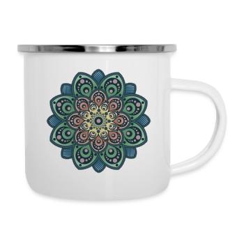 Mandala Blume - Emaille-Tasse - Weiß - Rechts