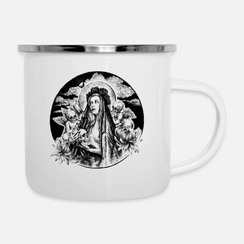 Schwarze Madonna mit Cherubim - Emaille-Tasse - Weiß