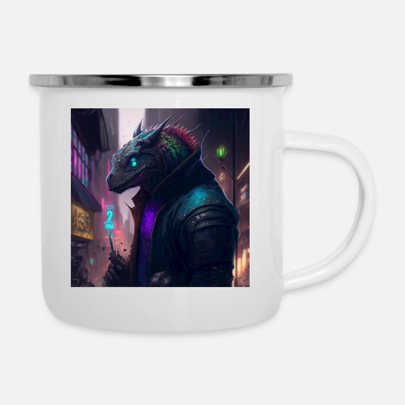 Dino Cybercité - Tasse émaillée - blanc