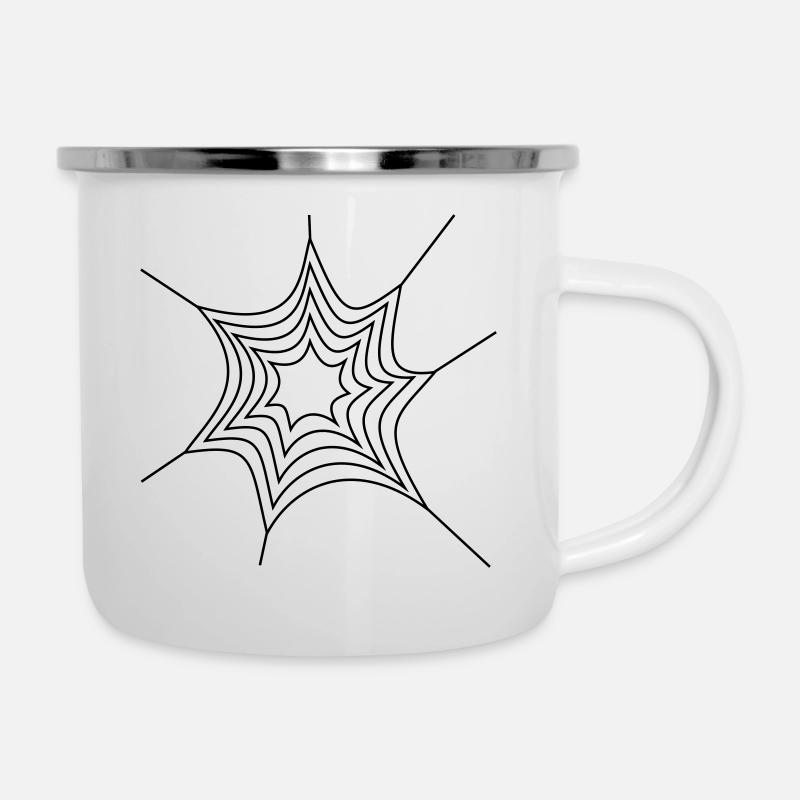 Spinnengewebe - Emaille-Tasse - Weiß