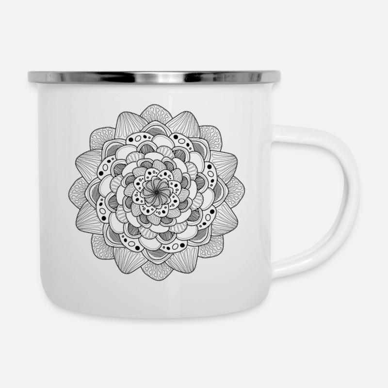 Mandala noir - Tasse émaillée - blanc
