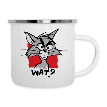 Katze WAS? - Emaille-Tasse - Weiß - Rechts