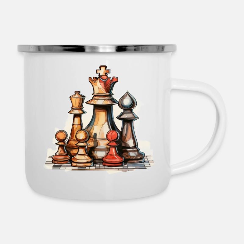 Échecs - Tasse émaillée - blanc