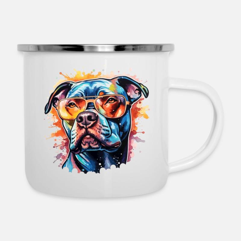 Pitbull - Emaille-Tasse - Weiß