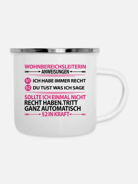 Wohnbereichsleiterin Wohnbereichsleitung Witzig - Emaille-Tasse - Weiß