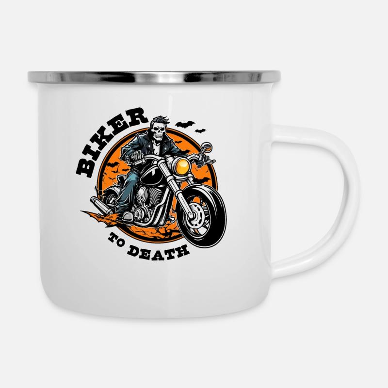 BIKER TO DEATH - Tasse émaillée - blanc