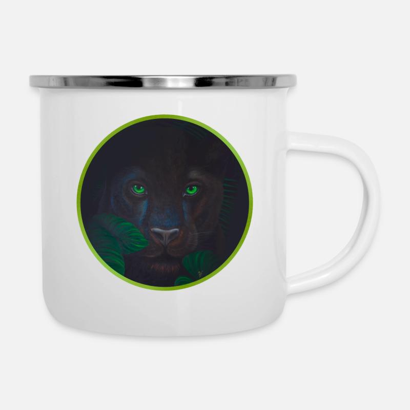 DER PANTHER - Emaille-Tasse - Weiß