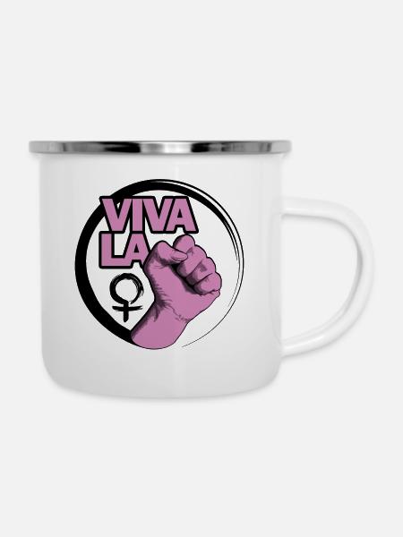 Viva La Frauenpower - Emaille-Tasse - Weiß