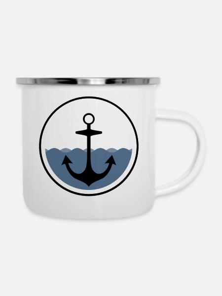 Anker Logo - Emaille-Tasse - Weiß