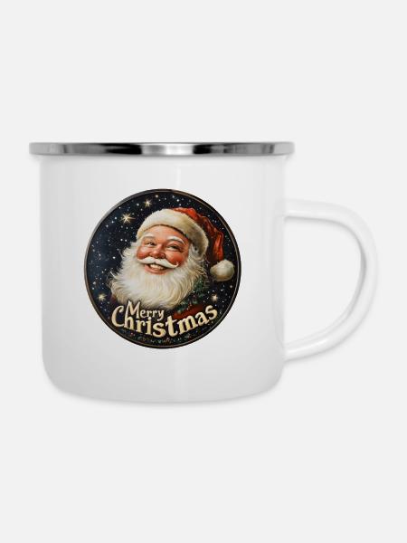 Retro Santa Design - Emaille-Tasse - Weiß