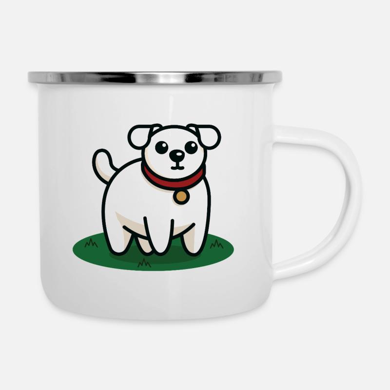 Der Hund - der Freund der Katze - Emaille-Tasse - Weiß