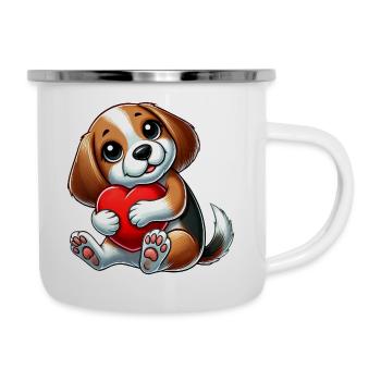 In Love Beagle Coeur Saint-Valentin Chien - Tasse émaillée - blanc - Droite