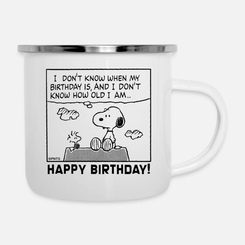 Peanuts Quote With Snoopy Birthday Design - Camper Mug - white