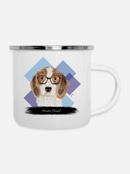 JvG Hund "Hoata Hund" - Emaille-Tasse - Weiß