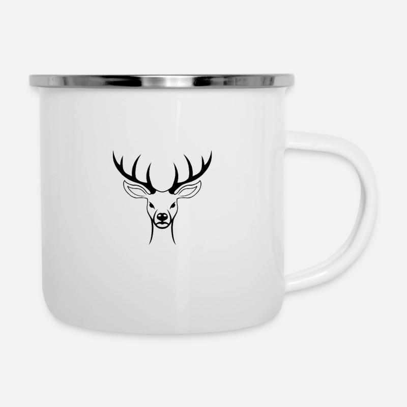 Hirsch 1 - Emaille-Tasse - Weiß