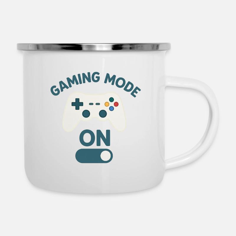 Gaming Mode On - jetzt wird gespielt - Emaille-Tasse - Weiß