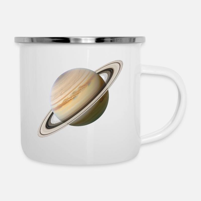 Saturn - Emaille-Tasse - Weiß
