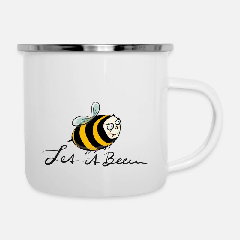 Let it Beeee - Emaille-Tasse - Weiß