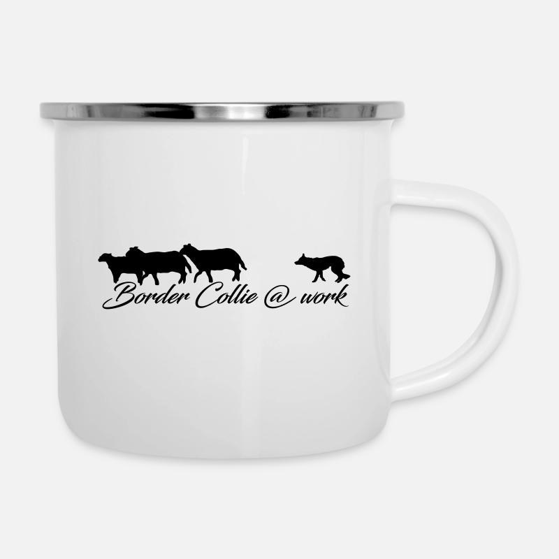 Border Collie hüten - Emaille-Tasse - Weiß