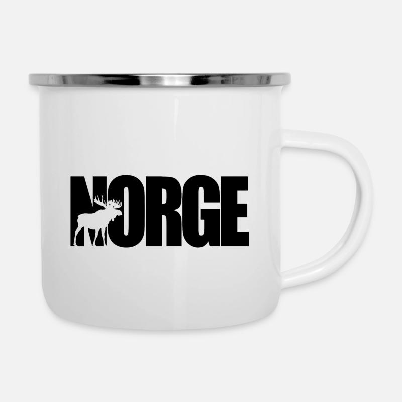 Norwegen Elch - Emaille-Tasse - Weiß
