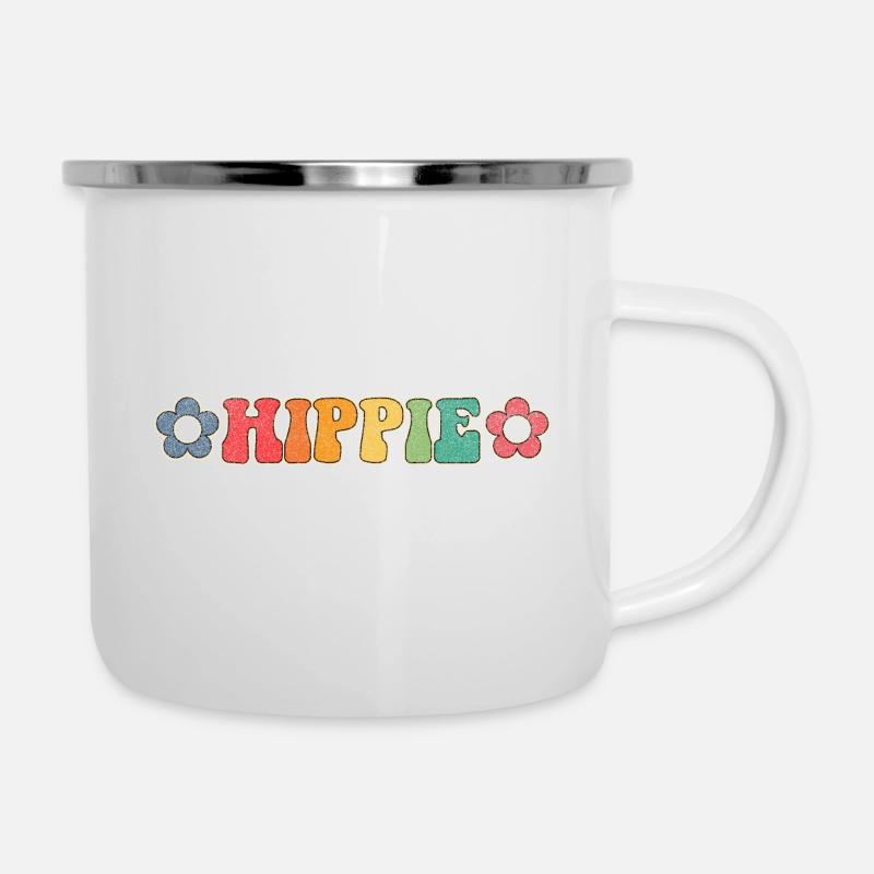 Hippie - Emaille-Tasse - Weiß