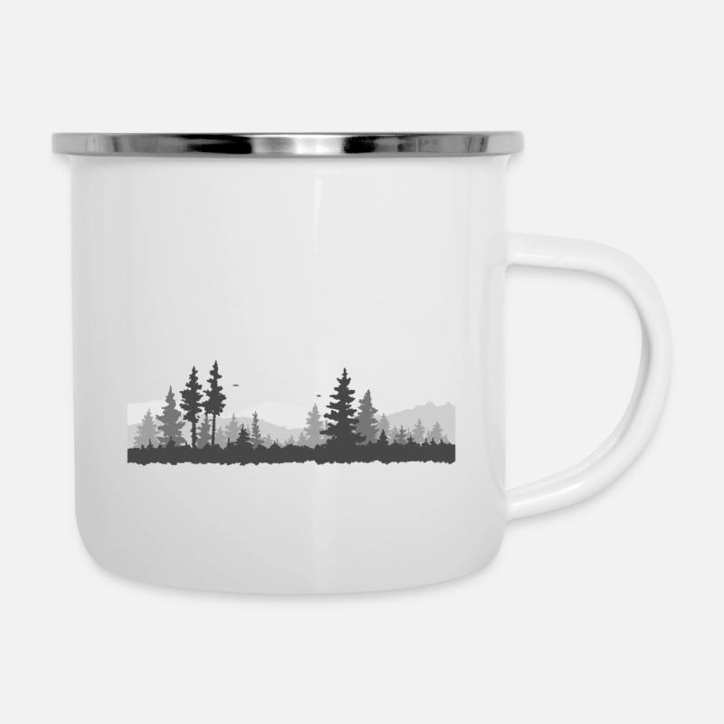 Die Linie des Waldes entlang des Horizonts ist wunderschön. - Emaille-Tasse - Weiß
