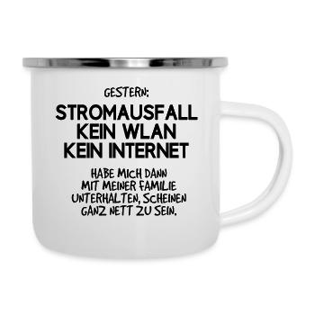 Stromausfall kein Wlan kein Internet Familie - Emaille-Tasse - Weiß - Rechts