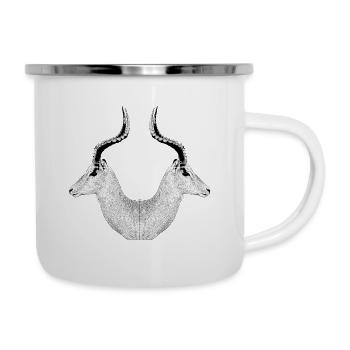 Impala Doppelkopf Liebhaber Afrika Wandern - Emaille-Tasse - Weiß - Rechts