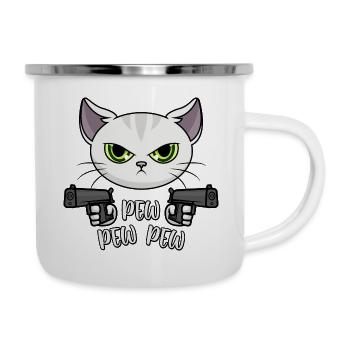 Pew Pew Pew Cat - Camper Mug - white - Right