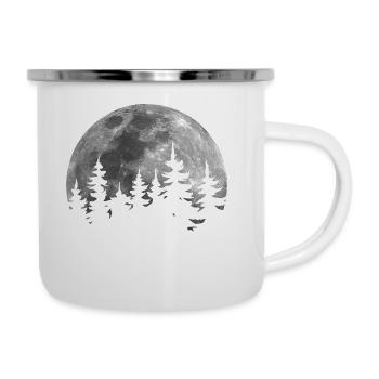 Forêt de sapins dans la pleine lune nature - Tasse émaillée - blanc - Droite