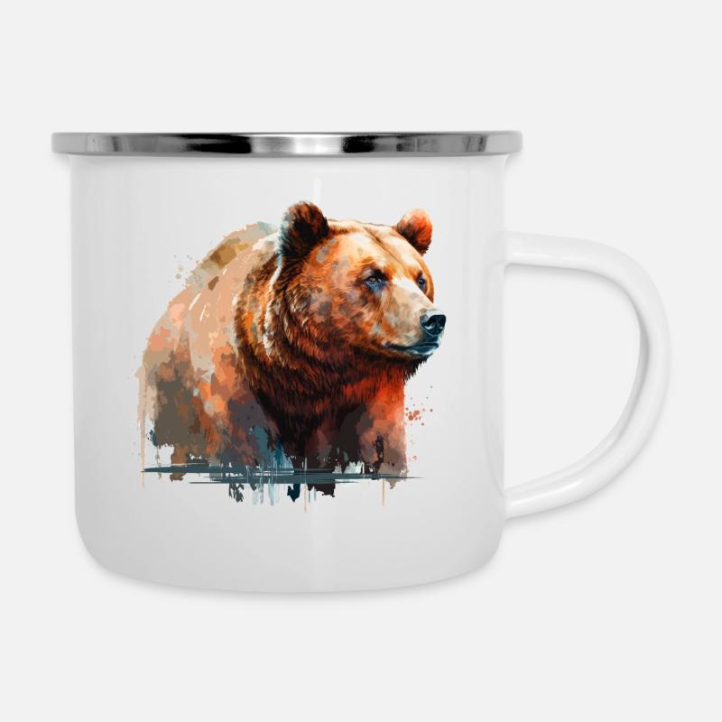 Mächtiger Bär - Emaille-Tasse - Weiß