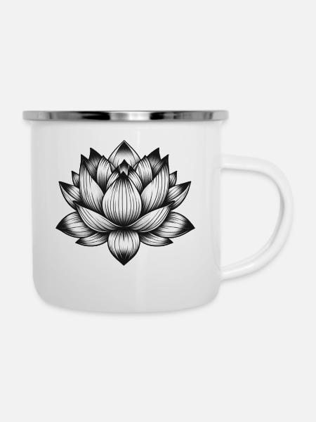 Lotusblume - Emaille-Tasse - Weiß