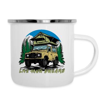 Landy Defender Camping Rooftop Tent Live Your Dreams - Camper Mug - white - Right