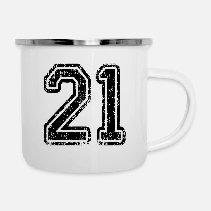 21 numéro de maillot de sport, 21 numéro de dos - Tasse émaillée - blanc