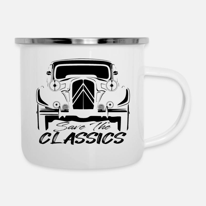 VOITURE FRANCAISE CLASSIQUE - TRACTION - Tasse émaillée - blanc