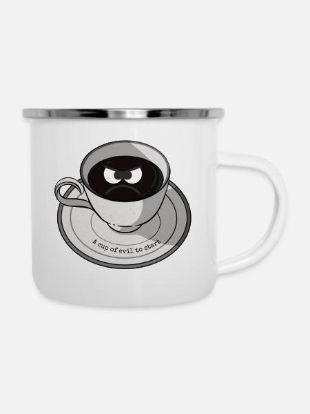 Evil Cup - Emaille-Tasse - Weiß