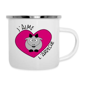 J'aime l'Ardèche (chèvre cœur rose) - Tasse émaillée - blanc - Droite