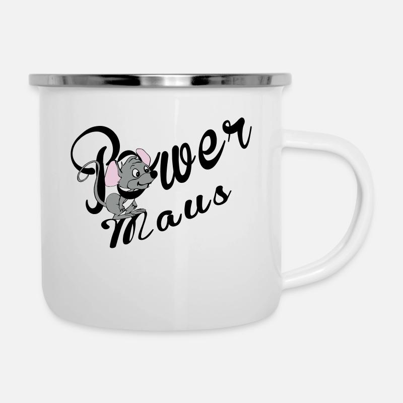 Power Maus - Emaille-Tasse - Weiß
